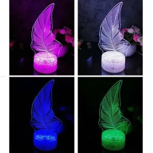 3D Feather Shaped Lamp LED 7 Color Modes Night Light Touch Childen Bedroom Table