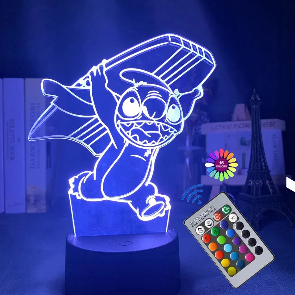 3D Illusion Stitch Night Light with Remote Control and Smart Touch Room