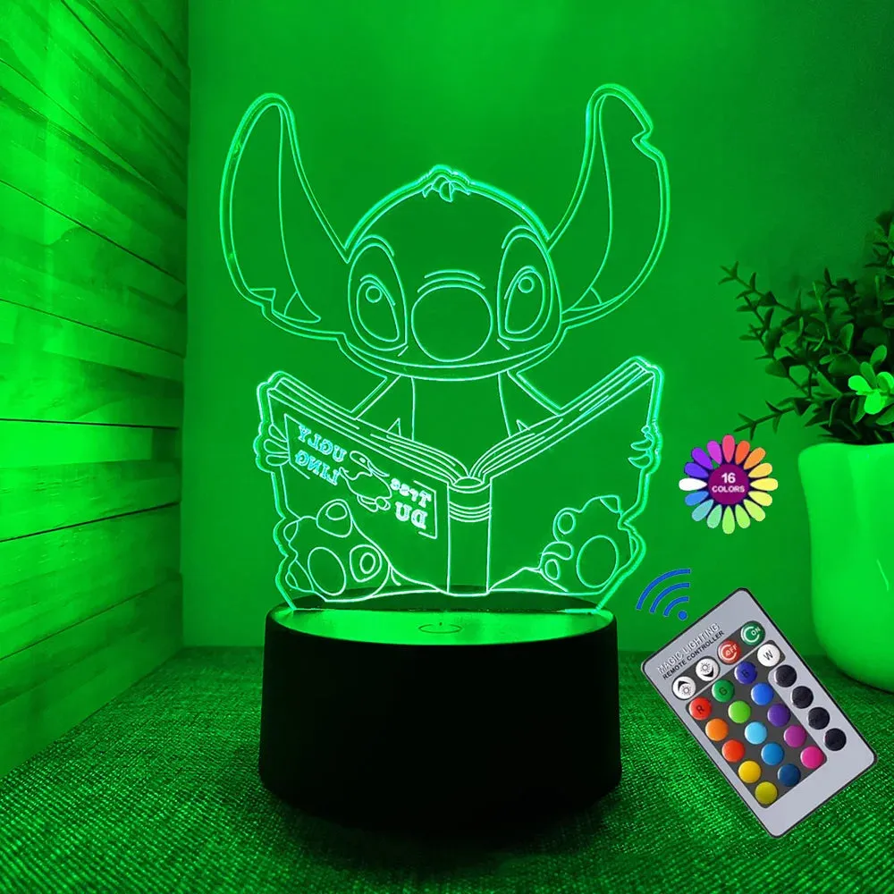 3D Illusion Stitch Night Light with Remote Control and Smart Touch Room