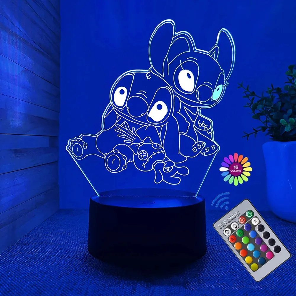 3D Illusion Stitch Night Light with Remote Control and Smart Touch Room