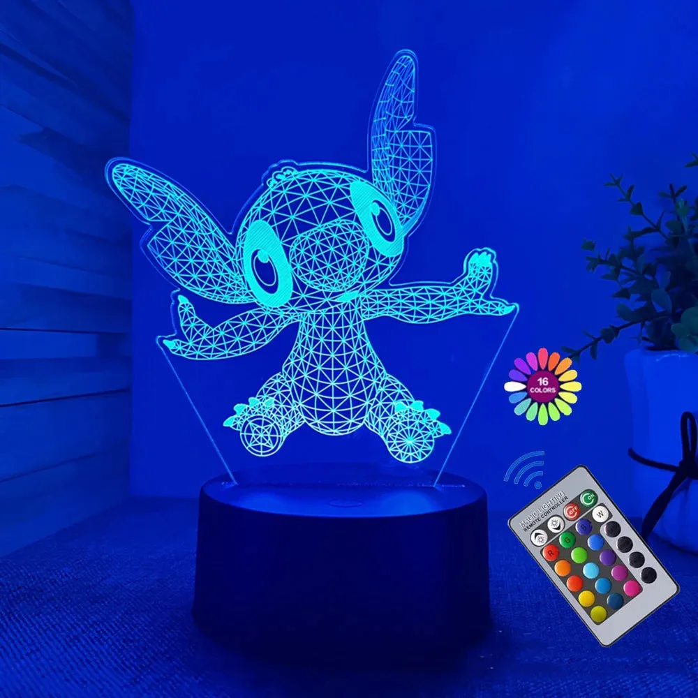 3D Illusion Stitch Night Light with Remote Control and Smart Touch Room