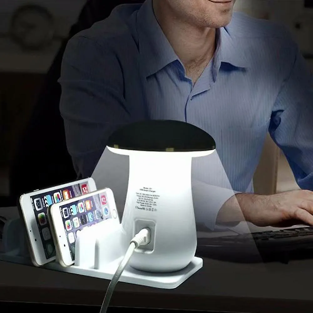 5usb Usb Charging Station 5 Ports With Mushroom Led Desk Lamp