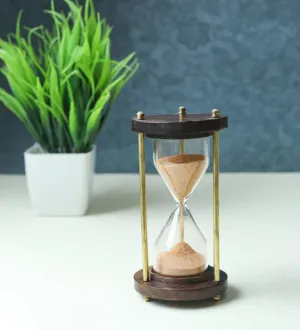 Agnish Creations Unique Wooden Handcrafted Sand Hour Glass Clock, Best for Desk Use and Office Desk