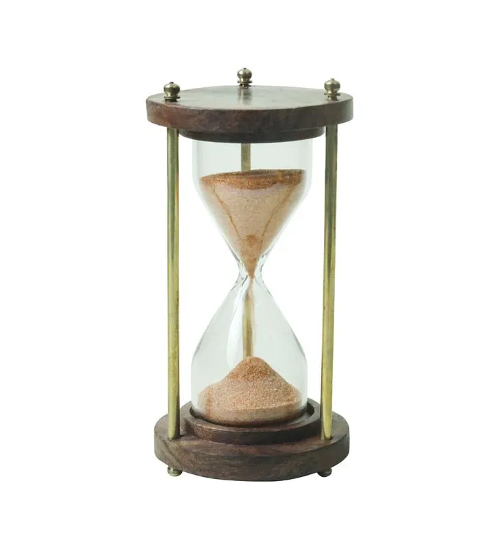 Agnish Creations Unique Wooden Handcrafted Sand Hour Glass Clock, Best for Desk Use and Office Desk