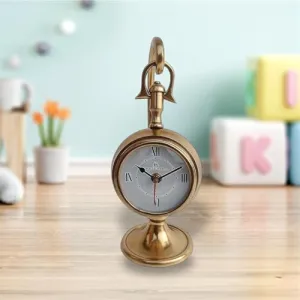 Antique Brass Table Clock Vintage Glass Clock Watch for Study Table Antique Style Table Clock Desk Clock Attractive Look Hanging Table top Clock Home & Office Decor 10 inch