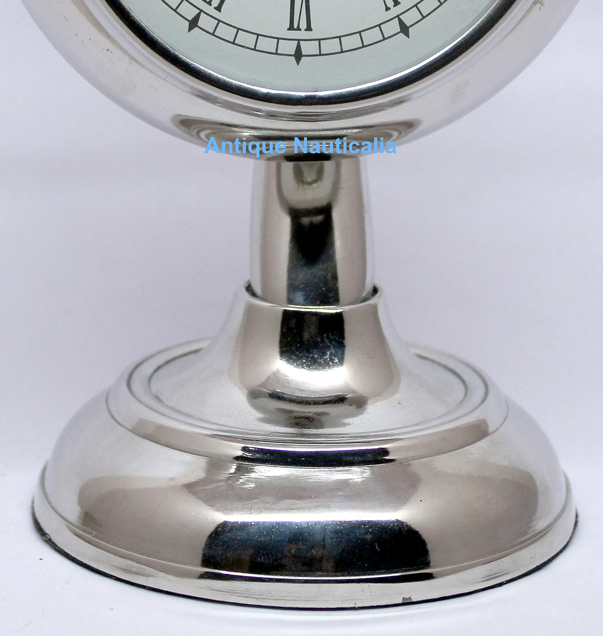 Antique Nauticalia New Simple Look Silver Finish, 12 Inches Moon Stand Table Clock for Living Room and Office,