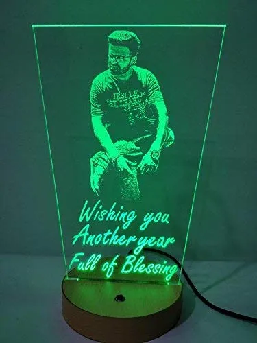 apnaphoto Wooden Rectangular 3D Illusion Photo LED lamp with Multicolored 16 Color Changing Customized and Personalized with Any Photo and Name Wedding Gift for Husband Wife Couples 9x5 Inch