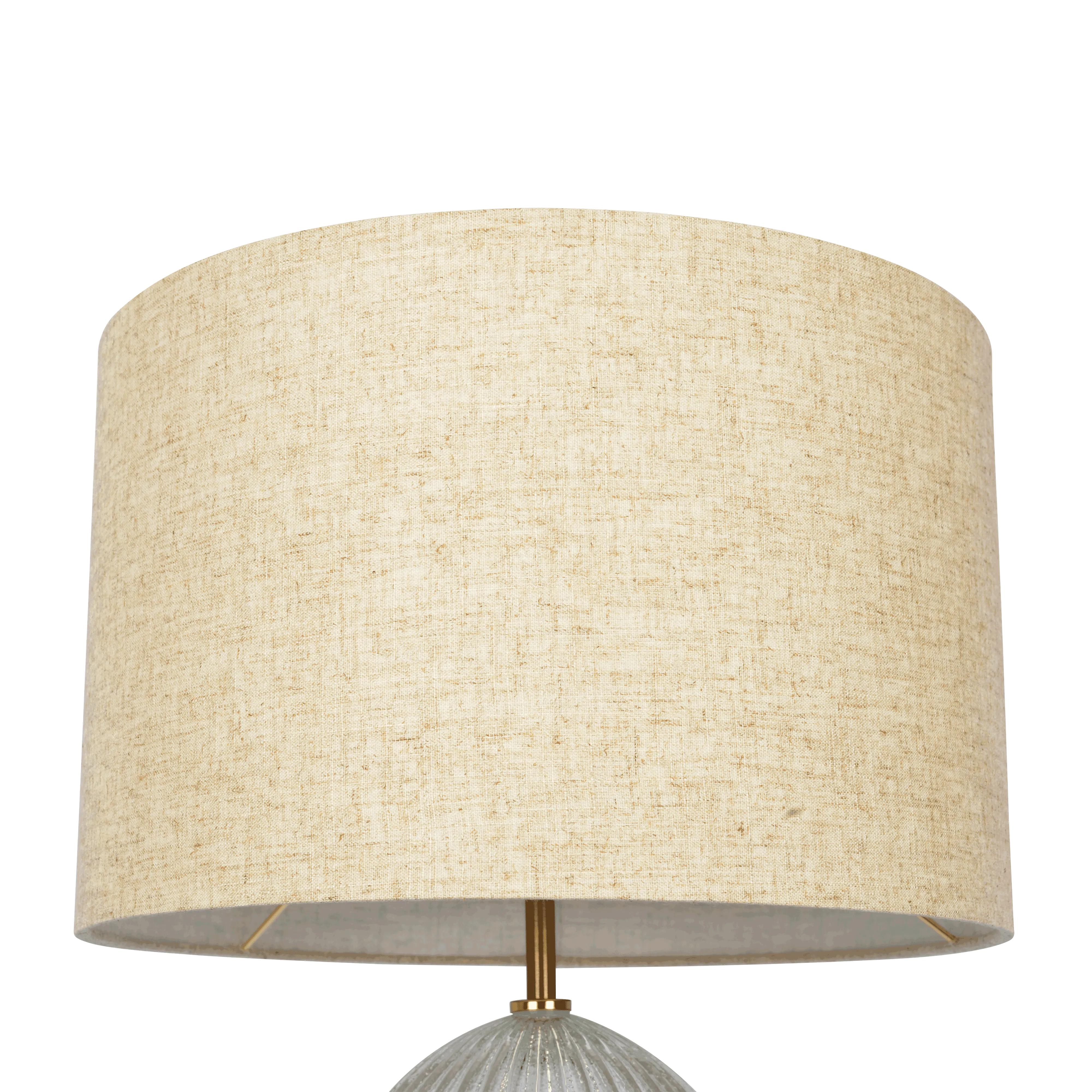 Aurora Ribbed Glass Lamp Base Clear  Table Lamp Large Linen Shade