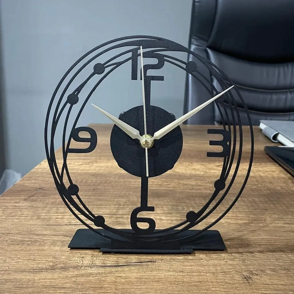 AVVIC MART Modern Metal Desktop Clock, Tabletop Clock, Office Desk Clock, Home Office Decor,New Job Gift,Classic Clock Gift,Silent Clock,Business Clock