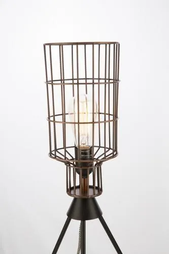 Barrel Iron Wire Midcentury Table Lamp