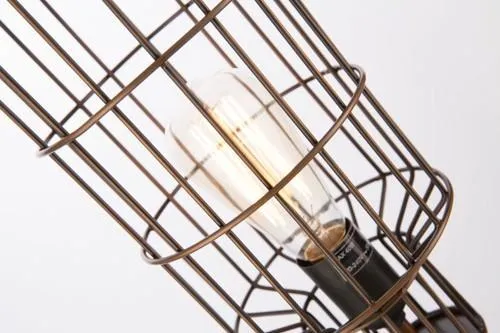 Barrel Iron Wire Midcentury Table Lamp