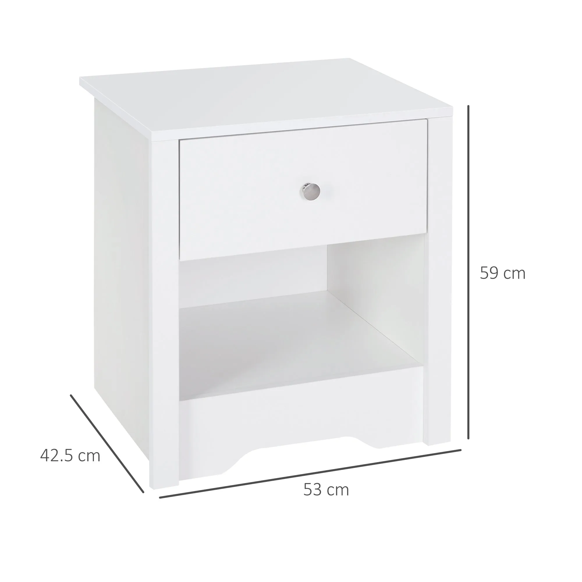 Bedside Table Unit Drawer Shelf Cabinet Nightstand Chest Solid Wood Bedroom Furniture White