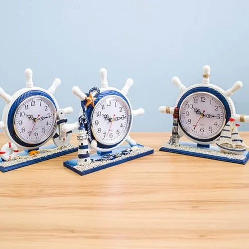 BESTOYARD 1pc Mediterranean Desk Clock Lighthouse Nautical Decor Nautical Clock Desk Lighthouse Clock Nightstand Clock Nautical Desk Clock Nautical Slient Clock Silent Bell Office Sailboat