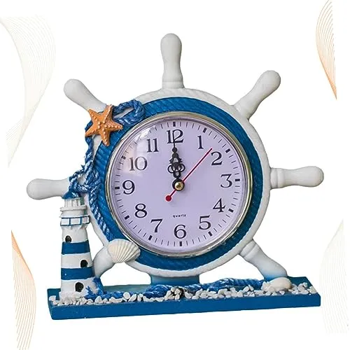 BESTOYARD 1pc Mediterranean Desk Clock Lighthouse Nautical Decor Nautical Clock Desk Lighthouse Clock Nightstand Clock Nautical Desk Clock Nautical Slient Clock Silent Bell Office Sailboat