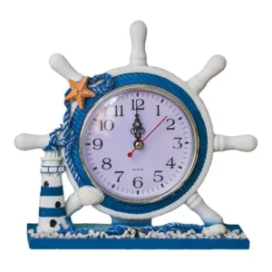 BESTOYARD 1pc Mediterranean Desk Clock Lighthouse Nautical Decor Nautical Clock Desk Lighthouse Clock Nightstand Clock Nautical Desk Clock Nautical Slient Clock Silent Bell Office Sailboat