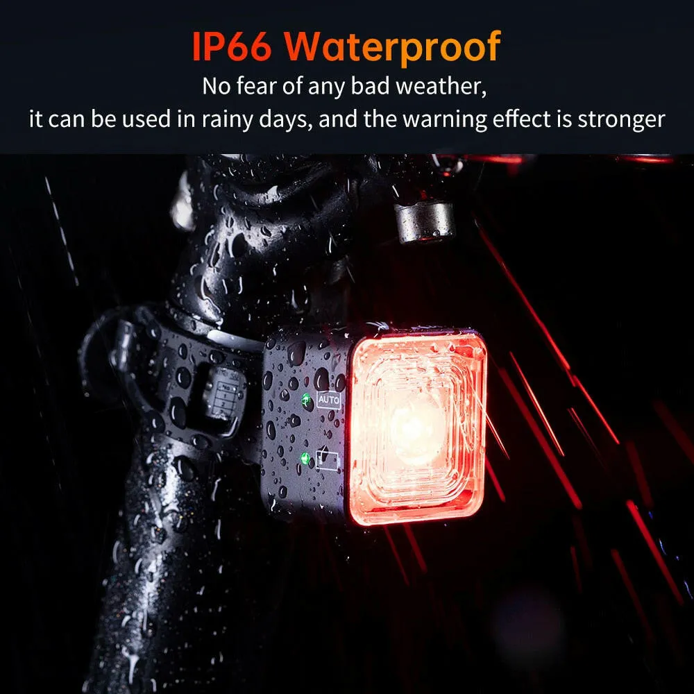 Bicycle Smart Tail Light Rear Light Auto Start Stop Brake IPX6 Waterproof USB Charge Cycling Tail Taillight Bike LED 120LM