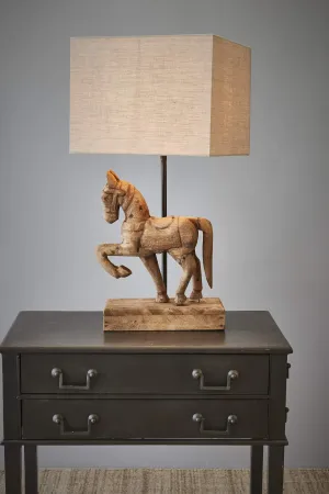 Bonnie - Dark Natural - Small Wooden Horse Table Lamp