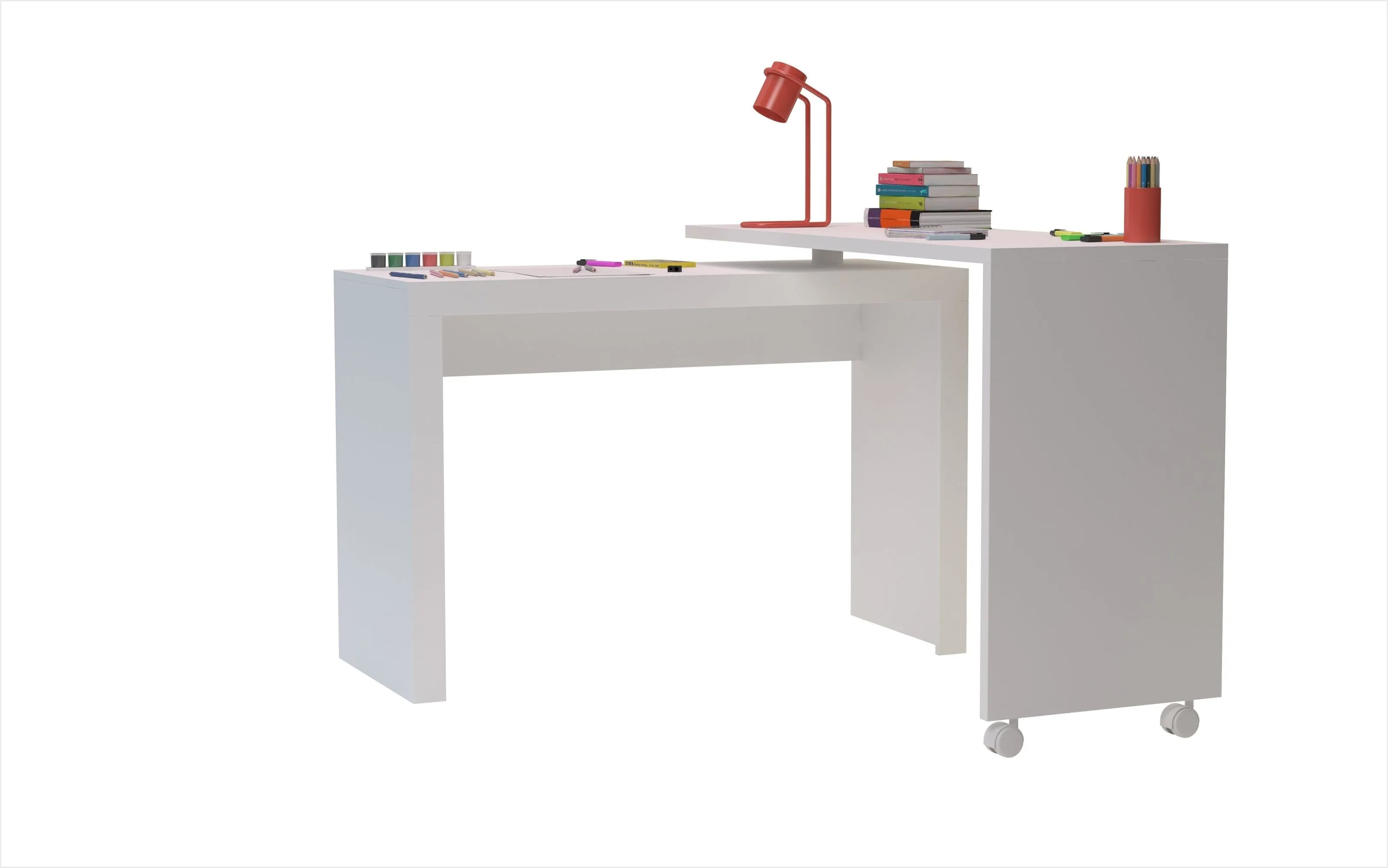 Calabria Nested Desk with swivel feature in White