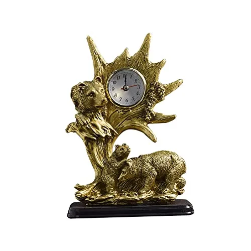 CALANDIS® Table Clock Statue Collection Figurine Table Clock for Bedroom Birthday Desk Bear | 1 Clock Statue