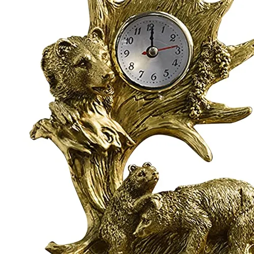 CALANDIS® Table Clock Statue Collection Figurine Table Clock for Bedroom Birthday Desk Bear | 1 Clock Statue