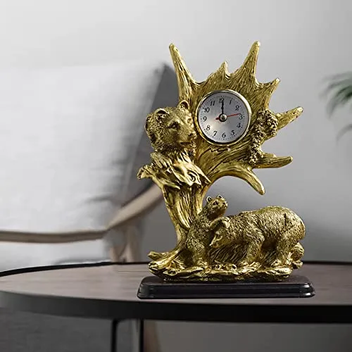 CALANDIS® Table Clock Statue Collection Figurine Table Clock for Bedroom Birthday Desk Bear | 1 Clock Statue