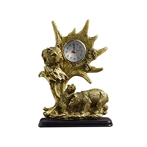 CALANDIS® Table Clock Statue Collection Figurine Table Clock for Bedroom Birthday Desk Bear | 1 Clock Statue