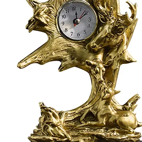 CALANDIS® Table Clock Statue Collection Figurine Table Clock for Bedroom Birthday Desk Elk | 1 Clock Statue