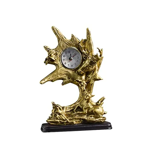 CALANDIS® Table Clock Statue Collection Figurine Table Clock for Bedroom Birthday Desk Elk | 1 Clock Statue