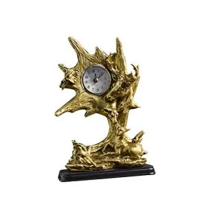 CALANDIS® Table Clock Statue Collection Figurine Table Clock for Bedroom Birthday Desk Elk | 1 Clock Statue