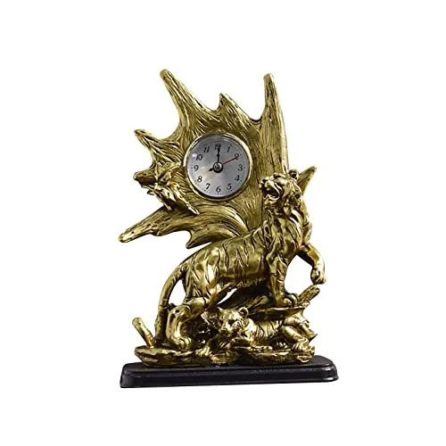 CALANDIS® Table Clock Statue Collection Figurine Table Clock for Bedroom Birthday Desk Tiger | 1 Clock Statue