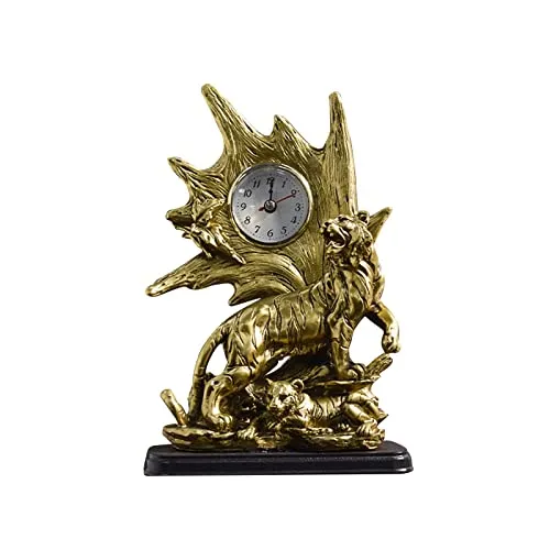 CALANDIS® Table Clock Statue Collection Figurine Table Clock for Bedroom Birthday Desk Tiger | 1 Clock Statue