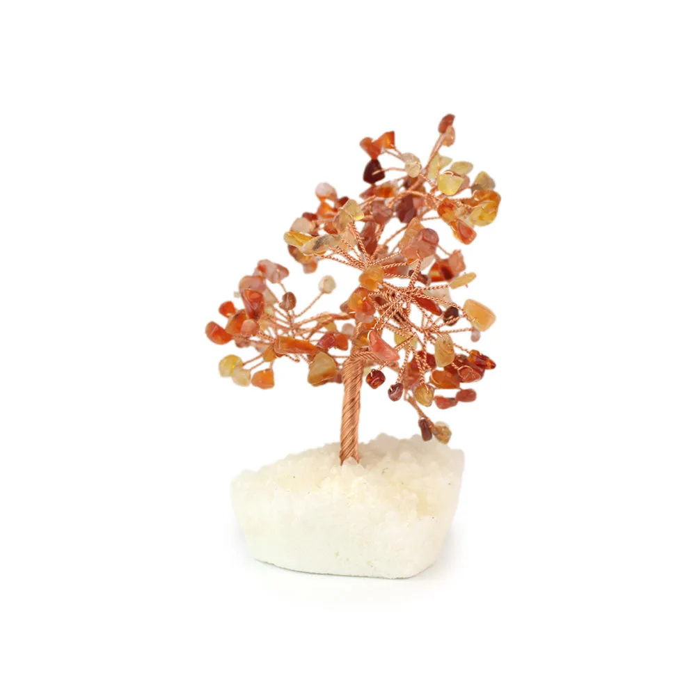 Carnelian Copper Tree on White Crystal Base