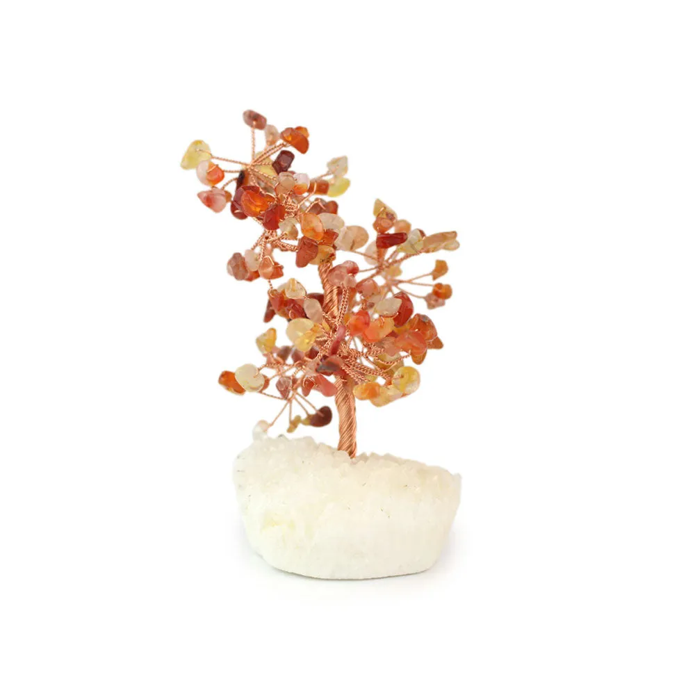 Carnelian Copper Tree on White Crystal Base