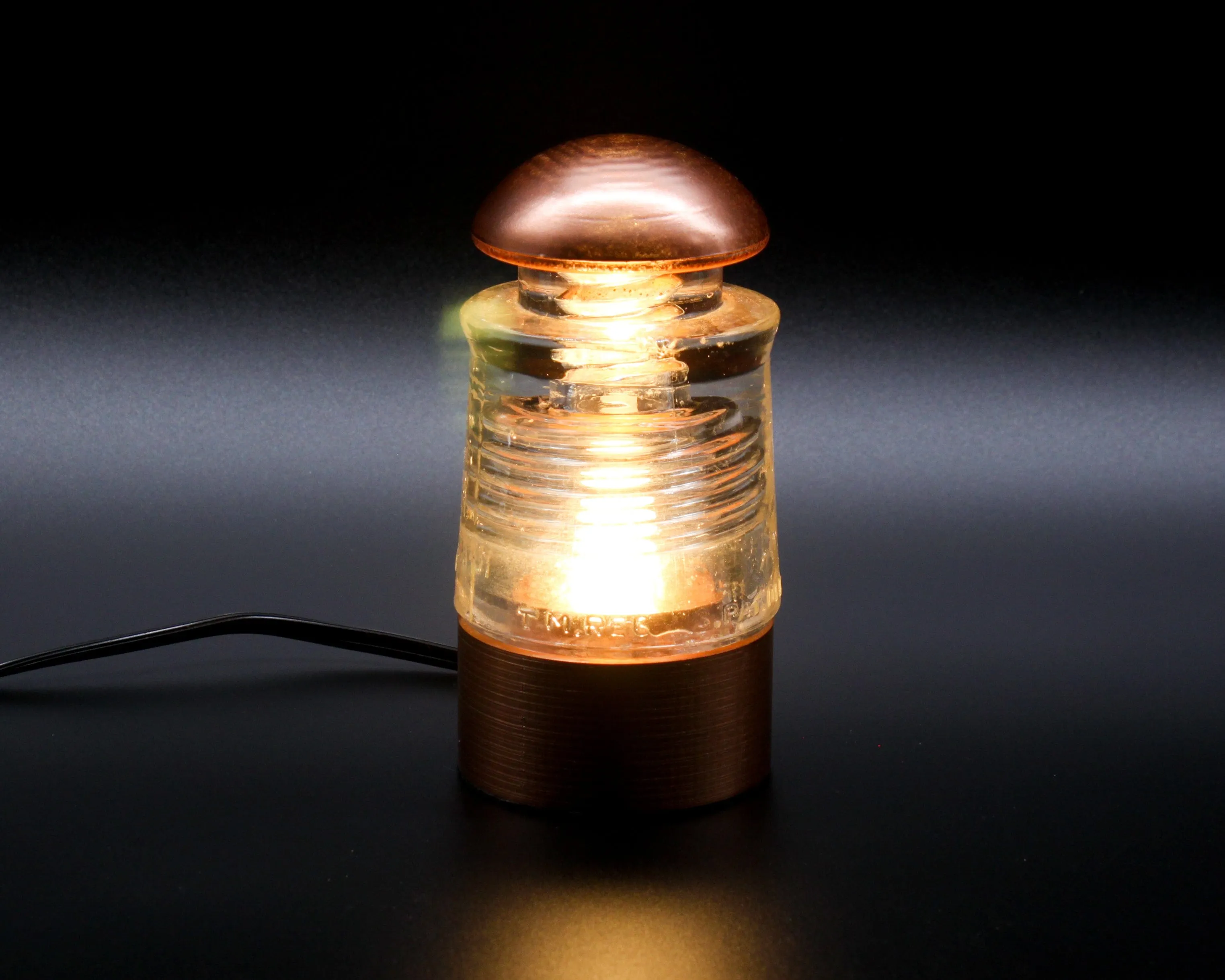 Corning-PYREX C17 Insulator Lamp, Industrial Lighting, Man Cave Deco, Neo Victorian Lamp design, Cyberpunk Lamp