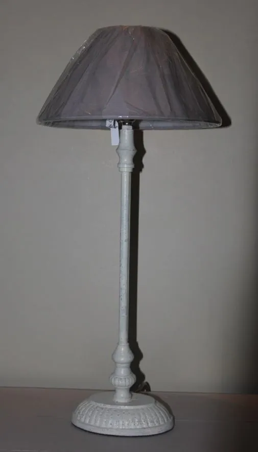 Cream Distressed Metal Bedside Lamps with Shades