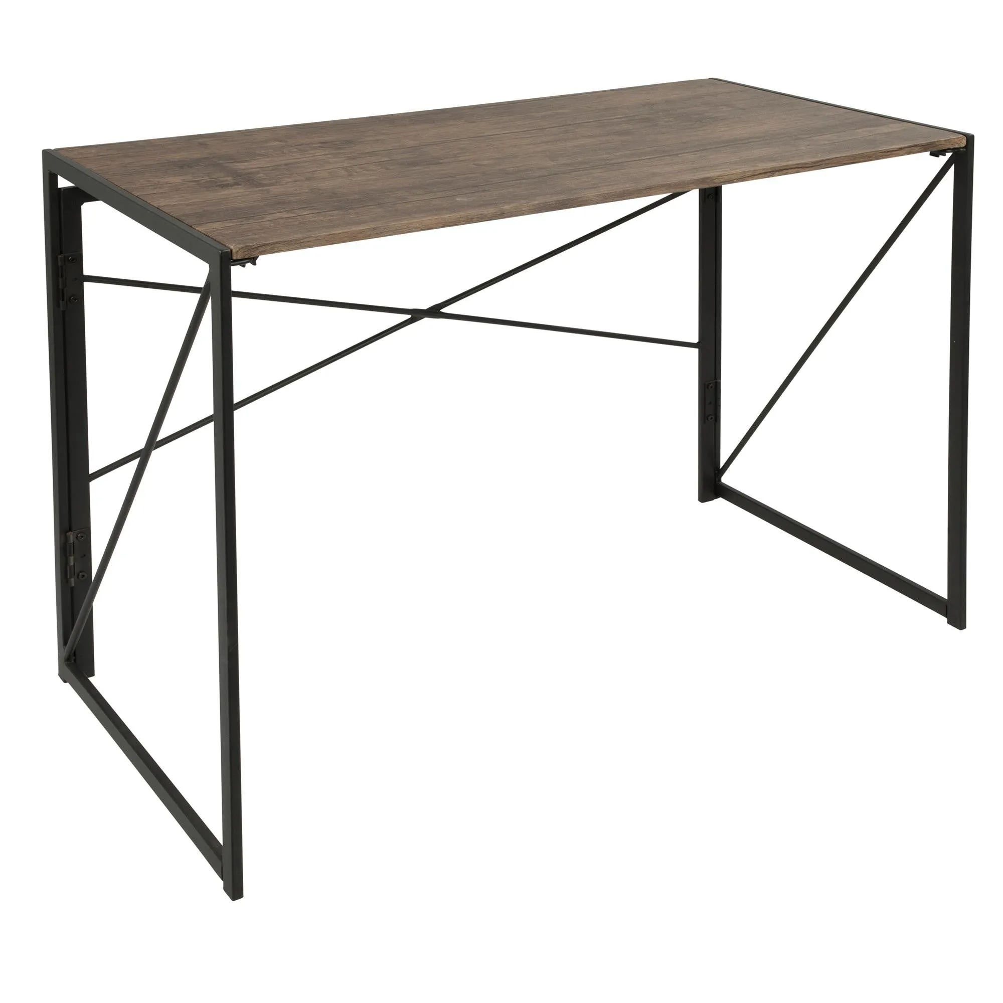 Dakota Industrial Office Desk in Black with Wood Top by LumiSource