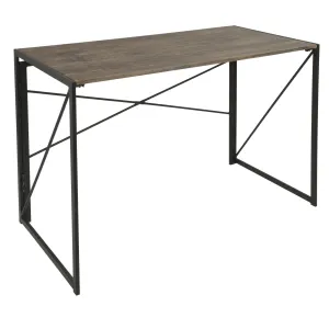 Dakota Industrial Office Desk in Black with Wood Top by LumiSource