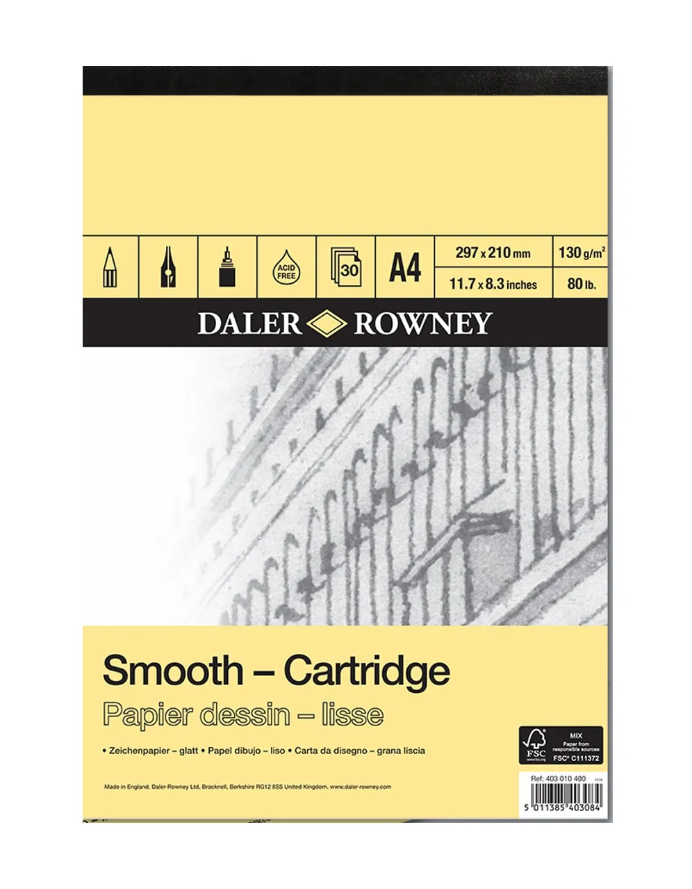 Daler Rowney Sketching Smooth Cartridge Pad Acid Free A4