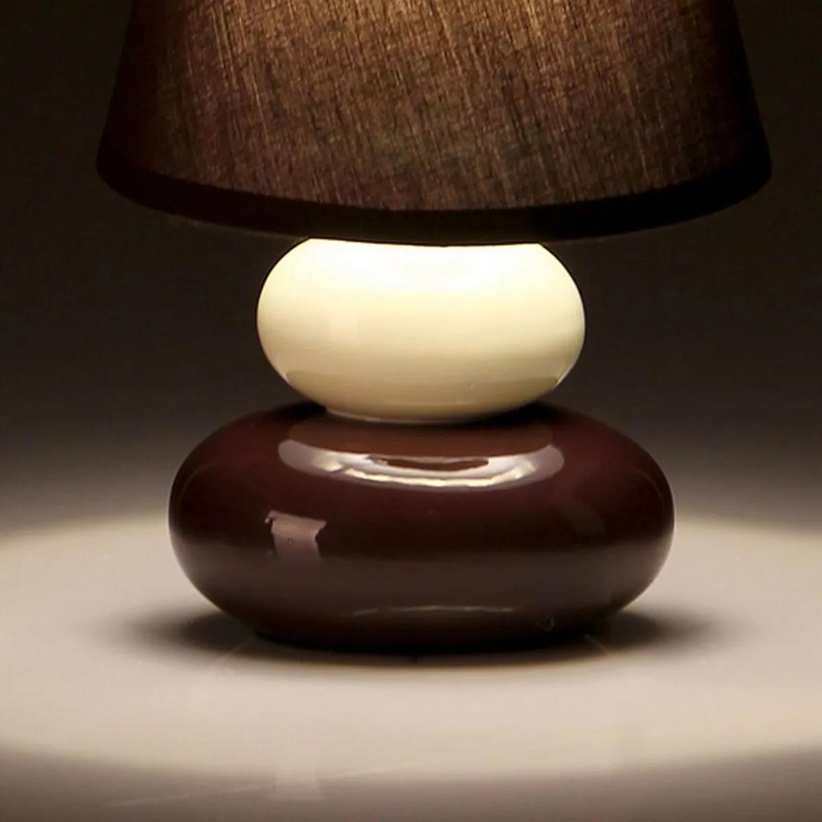 Desk lamp Brown Cream PVC Cloth Ceramic 40 W 15 x 15 x 23 cm