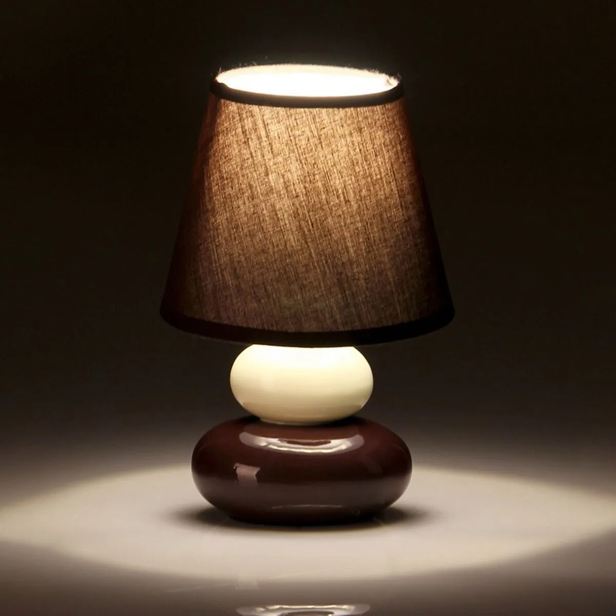 Desk lamp Brown Cream PVC Cloth Ceramic 40 W 15 x 15 x 23 cm