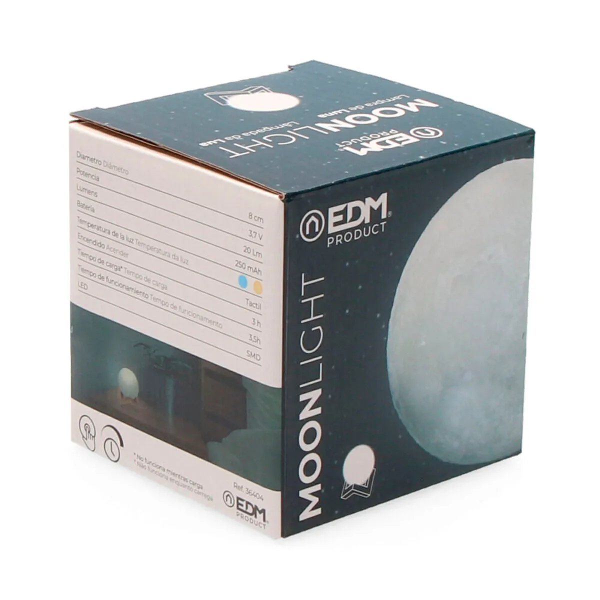 Desk lamp EDM Ø 8 cm Moon White 3,7 V