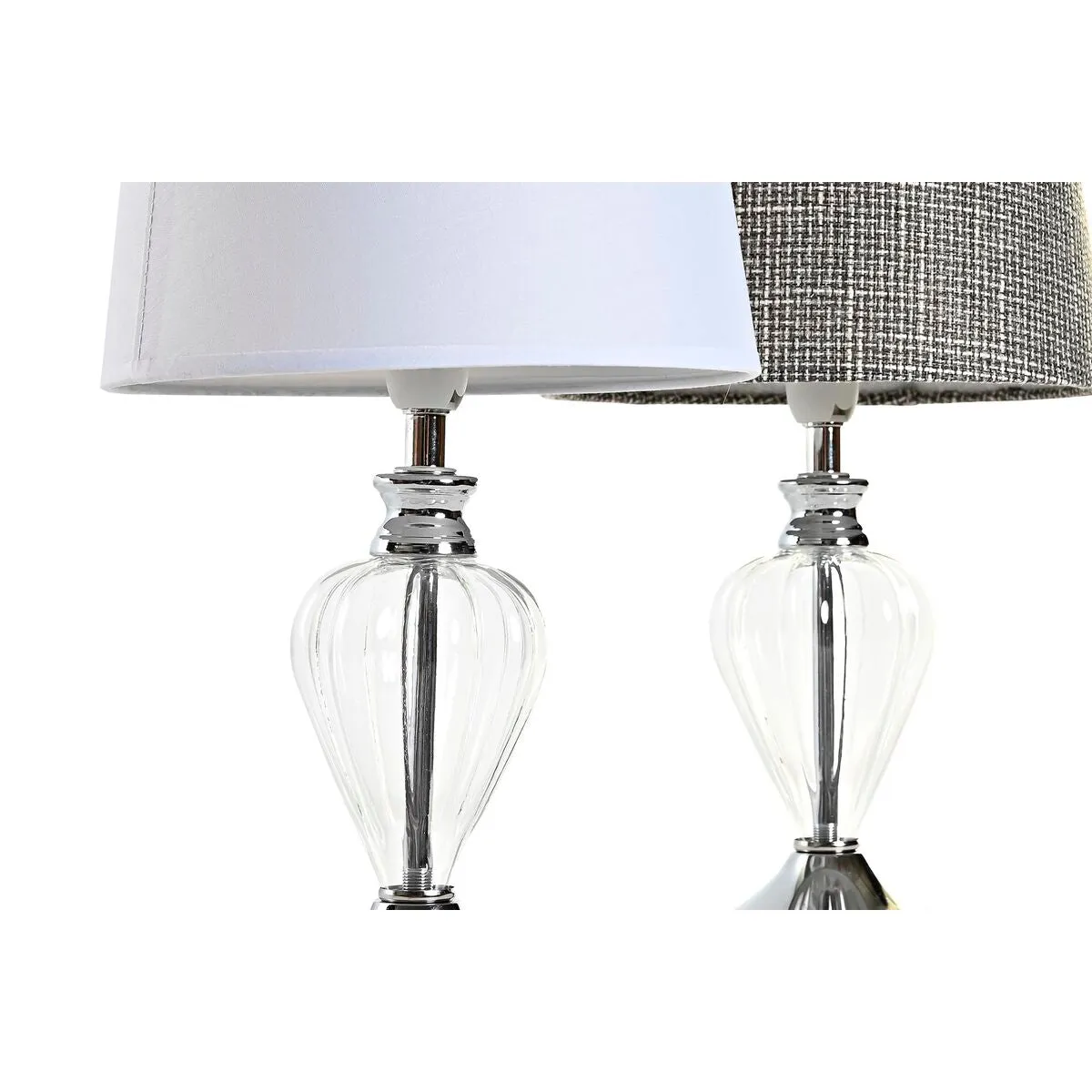 Desk lamp Home ESPRIT White Grey Metal Crystal 20 x 20 x 37 cm (2 Units)