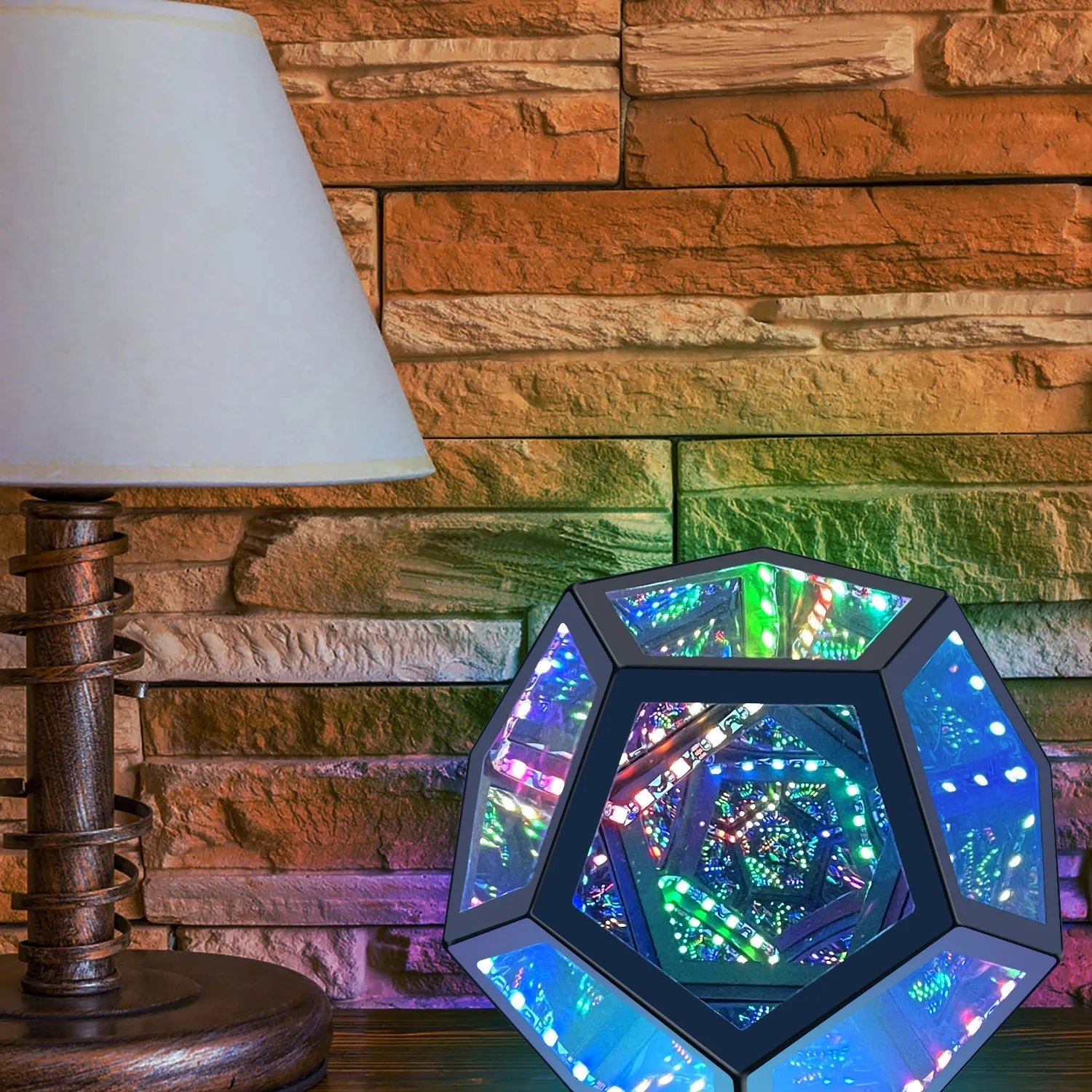 Dodecahedron Infinity Table Lamp