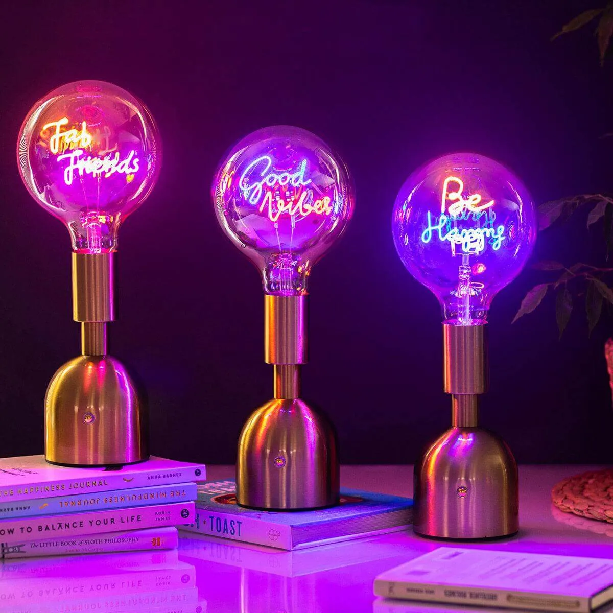 Fab Friends LED Neon Text Brass Accent Decorative Lamp