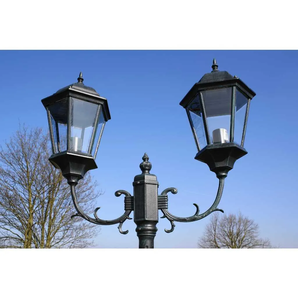 Garden Light Post 2-arms 230 cm Dark Green/Black Aluminium