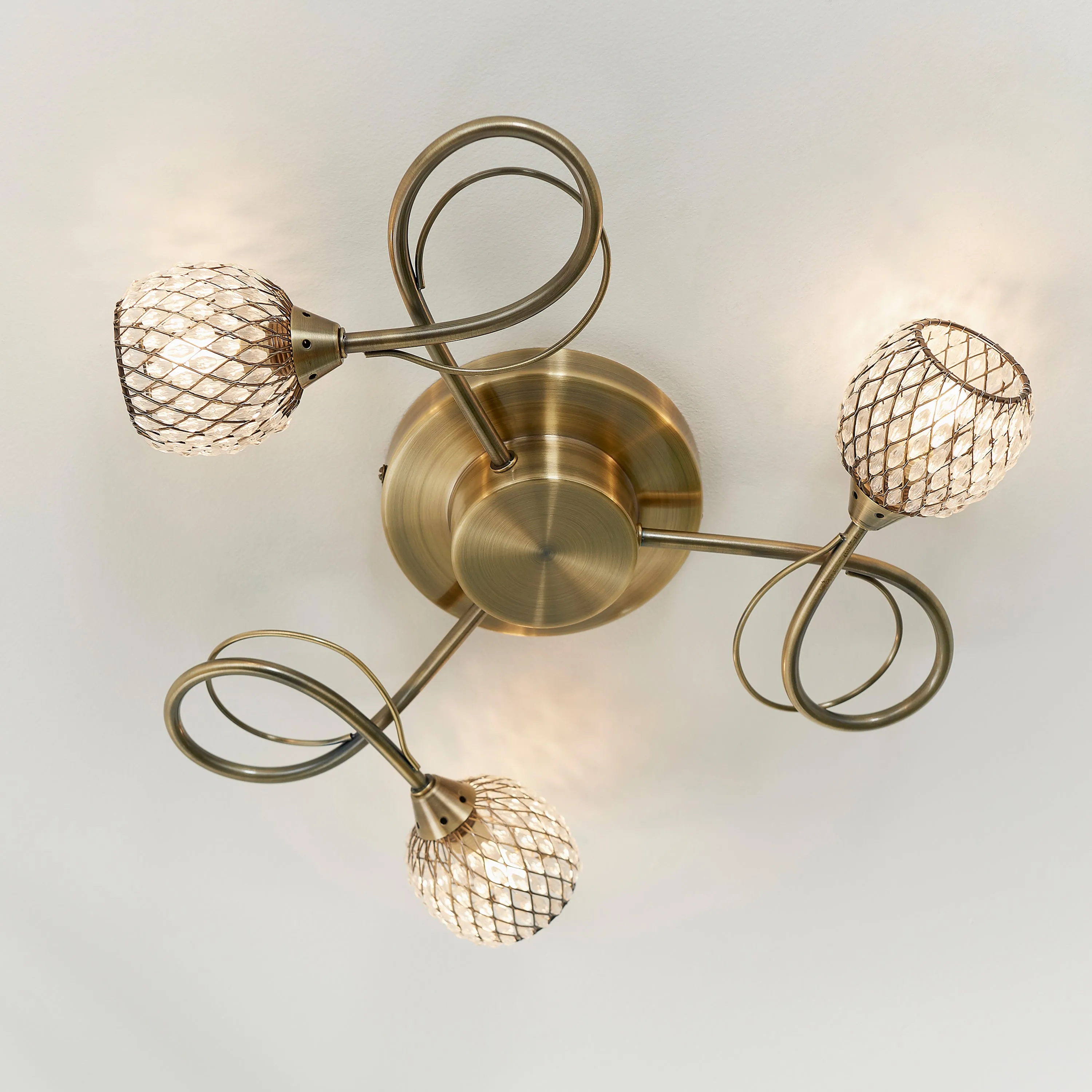 Genevieve 3 Shade Gold Ceiling Light