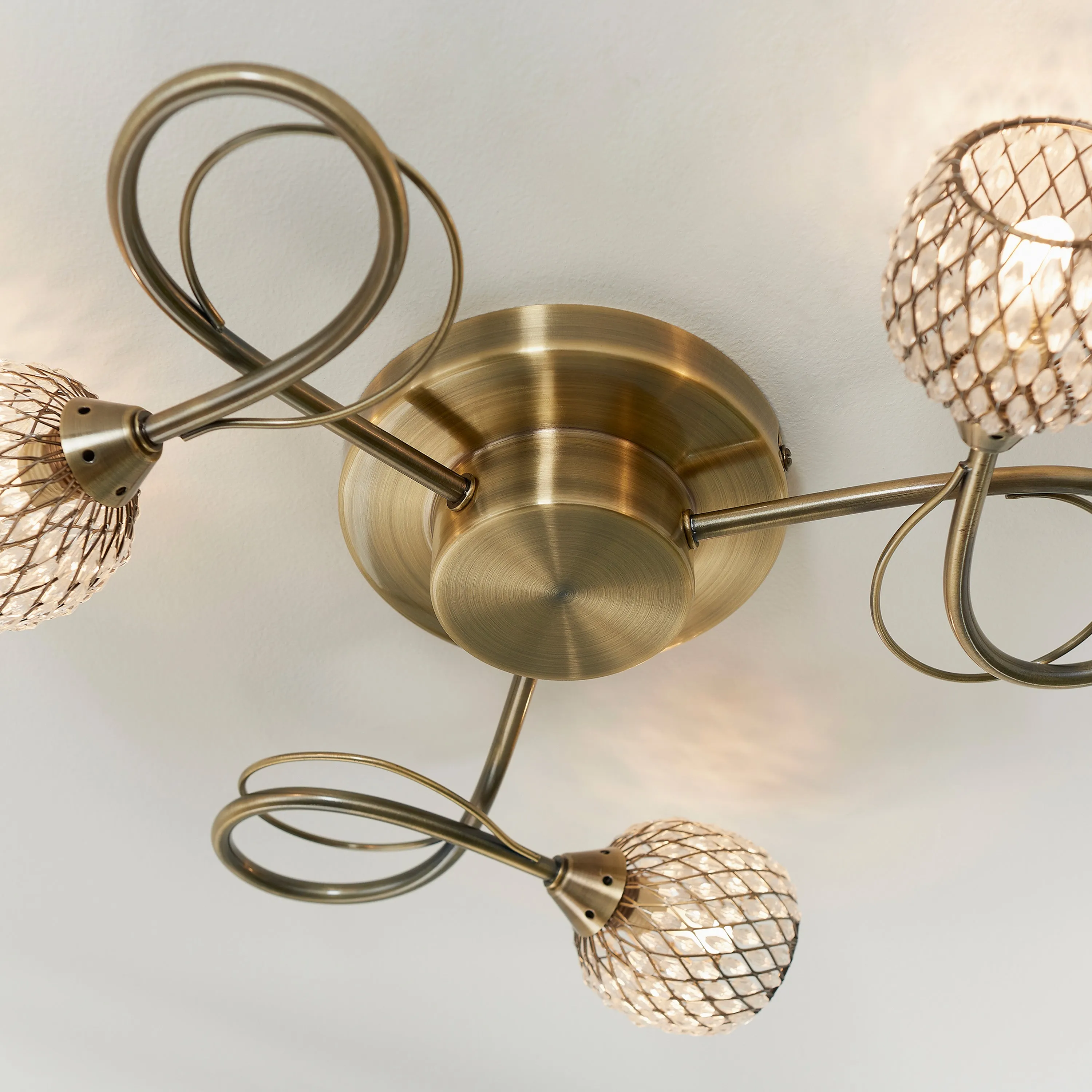 Genevieve 3 Shade Gold Ceiling Light