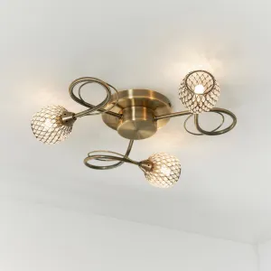 Genevieve 3 Shade Gold Ceiling Light