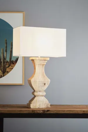 Gilbert - Natural - Rectangular Wood Ballister Table Lamp