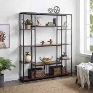 Giving Tree Bookcase and Bookshelf, Home Office 5 Tier Bookshelf, Open Freestanding Storage Shelf with Metal Frame, Brown